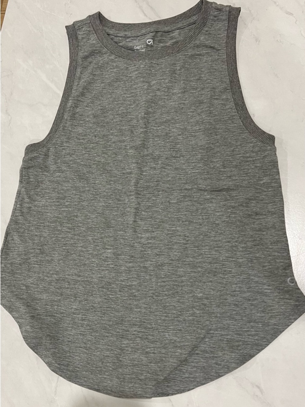GapFit Brushed Tech Jersey - grey tank - 
XS petite